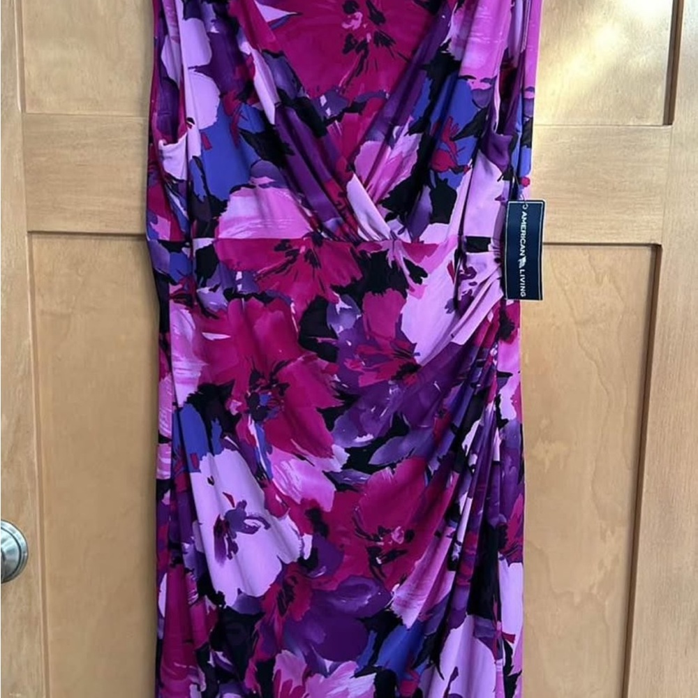 American Living Purple and Pink Floral Midi Dress